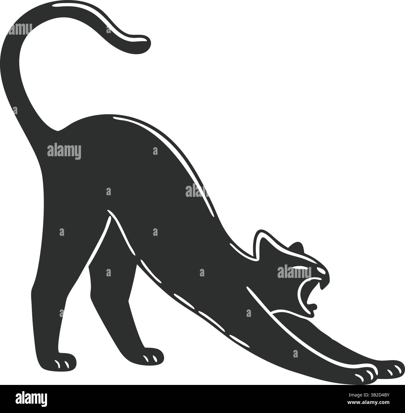 Vecteur de silhouette étirable de chat noir en colère | illustration animale d'Halloween Illustration de Vecteur