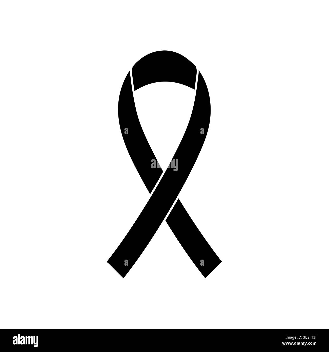 Icône de ruban noir symbolisant le souvenir, le deuil et la sensibilisation sur fond blanc Illustration de Vecteur