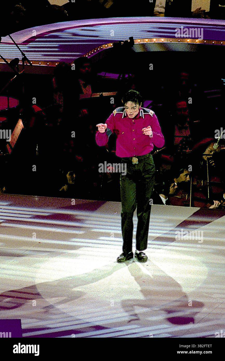 4 mai 2015 - Landover, Maryland, États-Unis d'Amérique - Landover, Maryland 1-19-1993.Michael Jackson se produit sur scène pour la ''Réunion américaine'' le 52e Gala inaugural qui s'est tenu à la U.S. Arena en l'honneur du président William Jefferson Clinton..crédit : Mark Reinstein (crédit image : © Mark Reinstein via ZUMA Wire) Banque D'Images