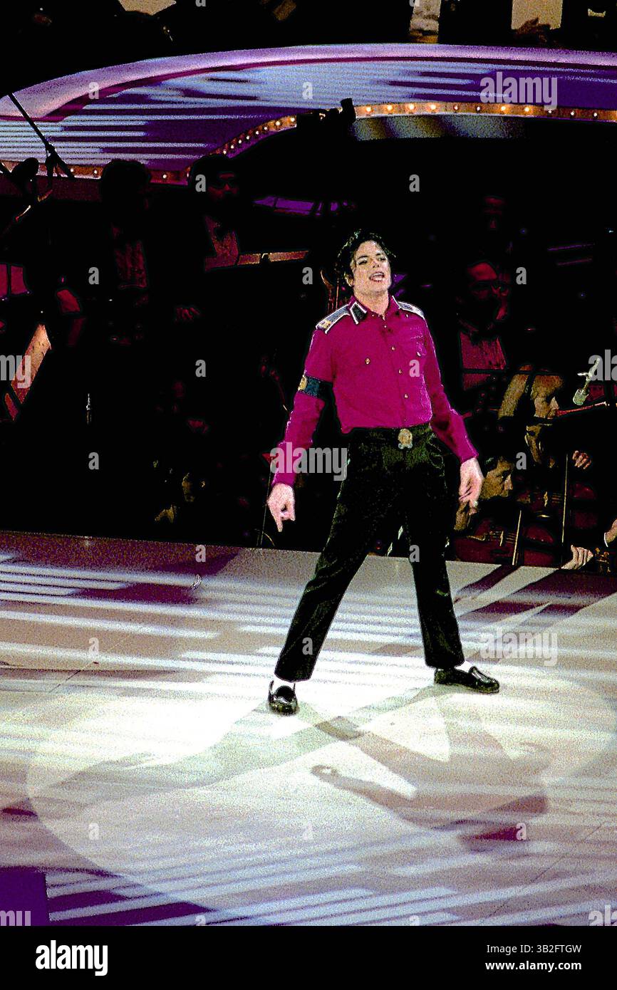 4 mai 2015 - Landover, Maryland, États-Unis d'Amérique - Landover, Maryland 1-19-1993.Michael Jackson se produit sur scène pour la ''Réunion américaine'' le 52e Gala inaugural qui s'est tenu à la U.S. Arena en l'honneur du président William Jefferson Clinton..crédit : Mark Reinstein (crédit image : © Mark Reinstein via ZUMA Wire) Banque D'Images