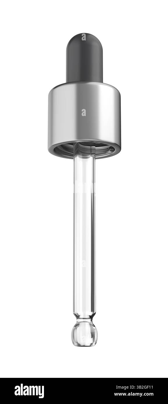 Pipette compte-gouttes vide isolée sur fond blanc Banque D'Images