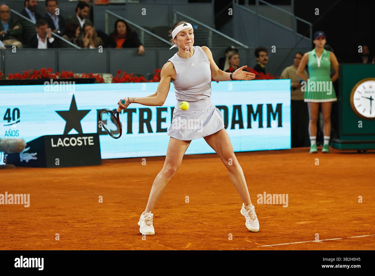 Madrid, Espagne. 27 avril 2025. Elina Svitolina (UKR) Tennis : Elina Svitolina lors de la ronde simple de 32 match contre Elena Rybakina sur le WTA tour 1000 tournois Mutua Madrid Open tournoi de tennis à la Caja Magica de Madrid, Espagne . Crédit : Mutsu Kawamori/AFLO/Alamy Live News Banque D'Images