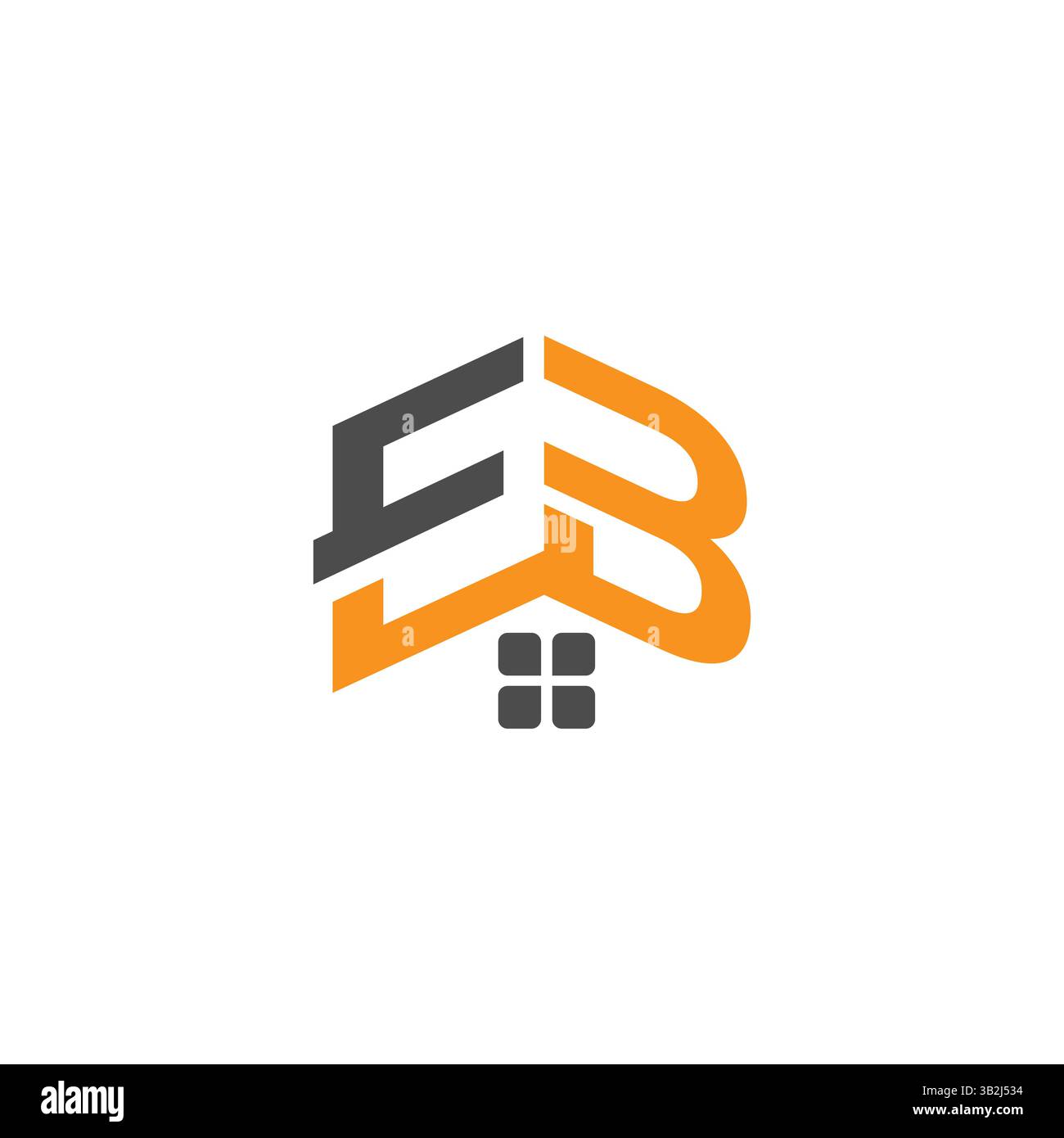 Conception de logo d'état réel avec dernier E B premium en fond blanc. Logo de bâtiment de propriété d'état réel, EPS 10 Illustration de Vecteur