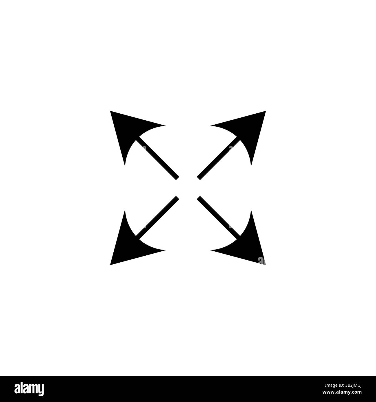 Développez l'icône vectorielle. Symbole des flèches plein écran. Graphique de navigation directionnelle. Forme géométrique noire. Illustration de Vecteur