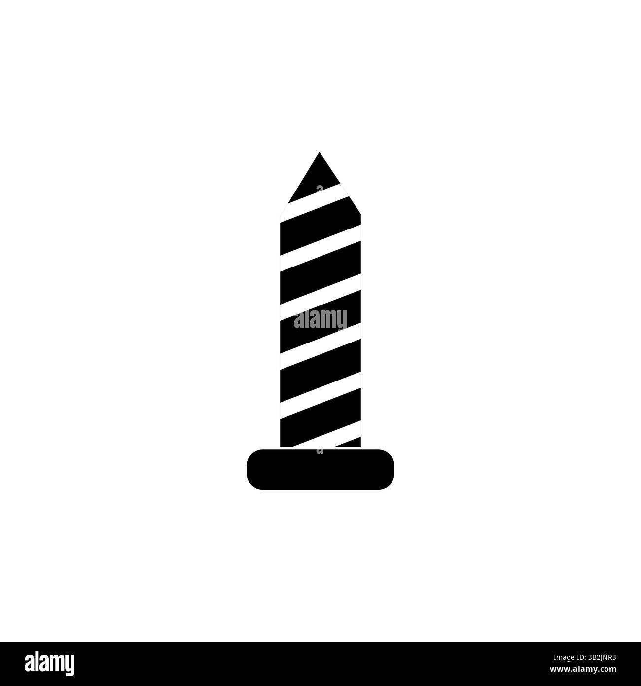 Passage à niveau. Poteau de barrière rayé. Signe d'avertissement de sécurité. Icône simple noire. Illustration de Vecteur