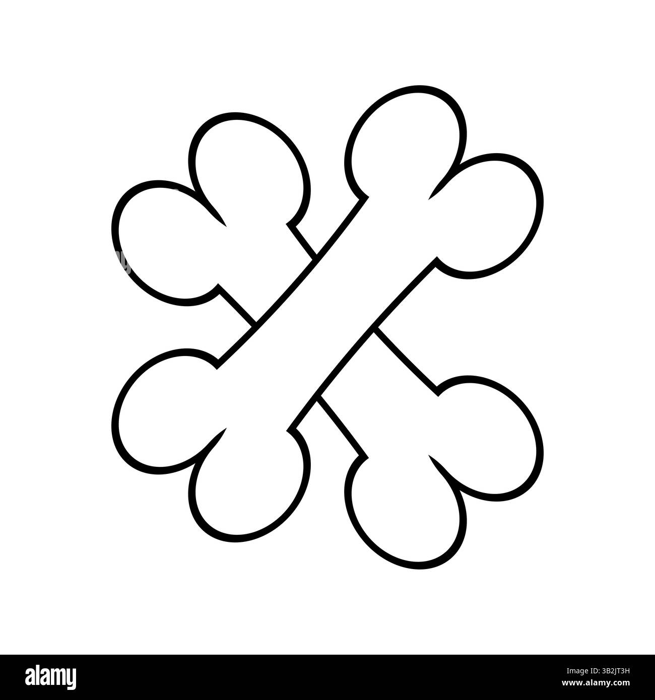 Icône d'os croisés. Symbole d'os de pirate. Vecteur de forme de squelette. Contour de dessin animé. Illustration de Vecteur