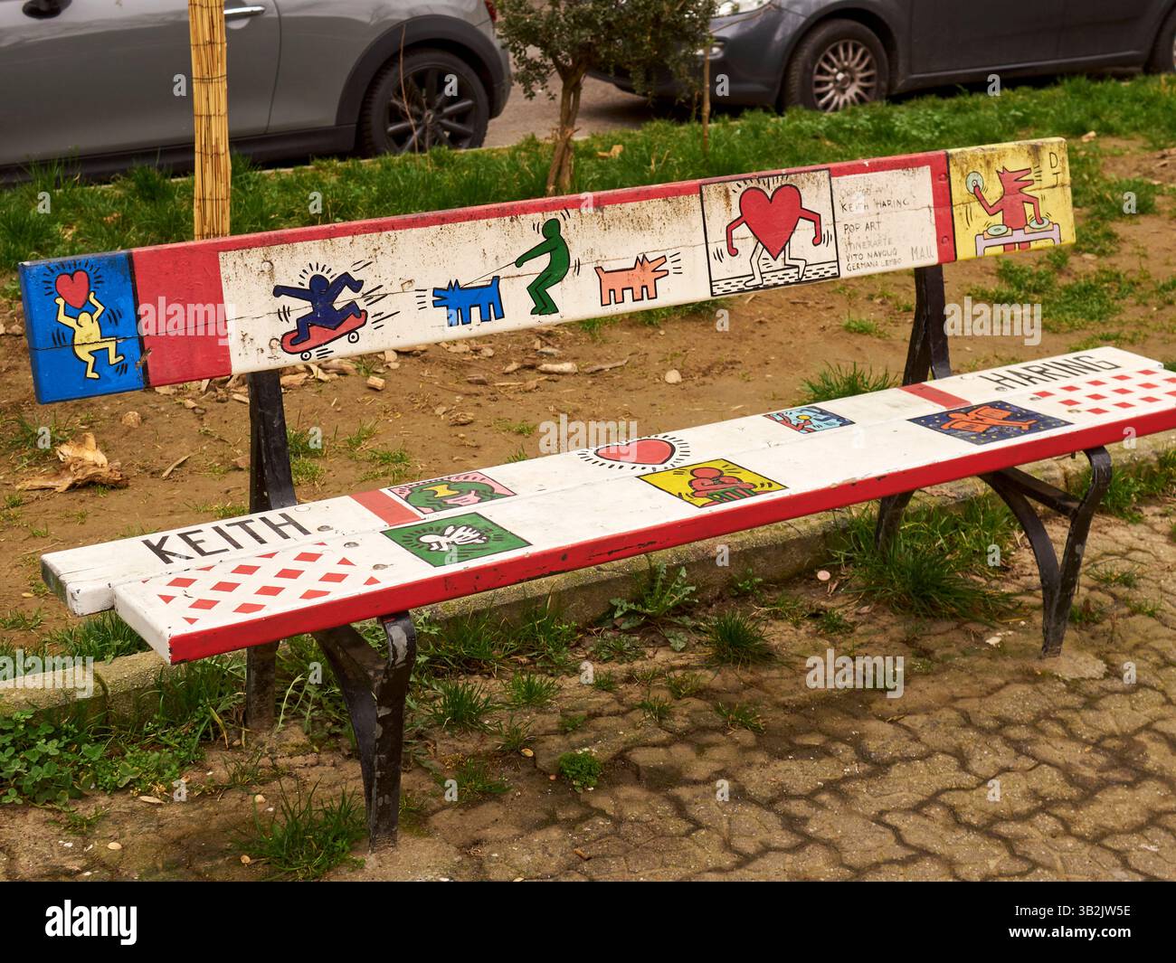 Musée d'Art urbain, MAU, Turin, Italie, banc Keith Haring Banque D'Images