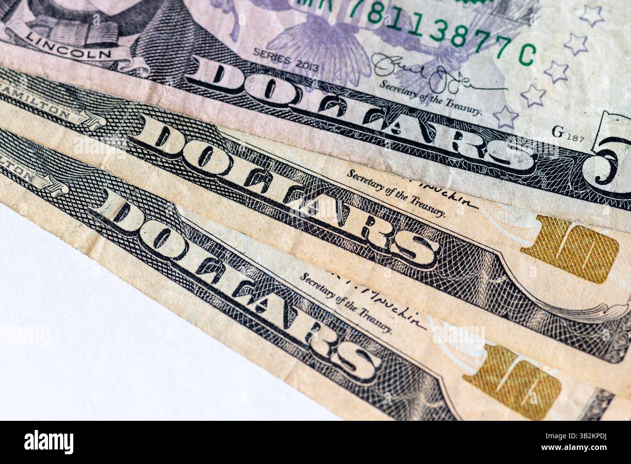 Le mot dollars tel qu'imprimé sur les billets de banque en devises des États-Unis d'Amérique, les billets en dollars. Banque D'Images
