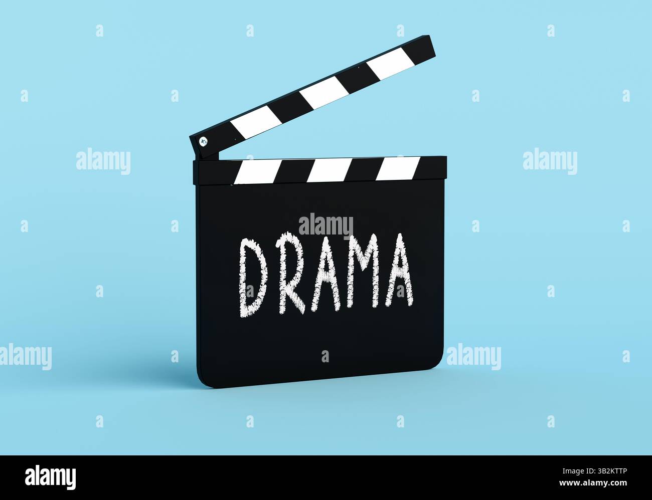 Claquette de film avec le mot drame écrit à la main dessus, représentant le genre dramatique dans le cinéma. Rendu 3D. Banque D'Images