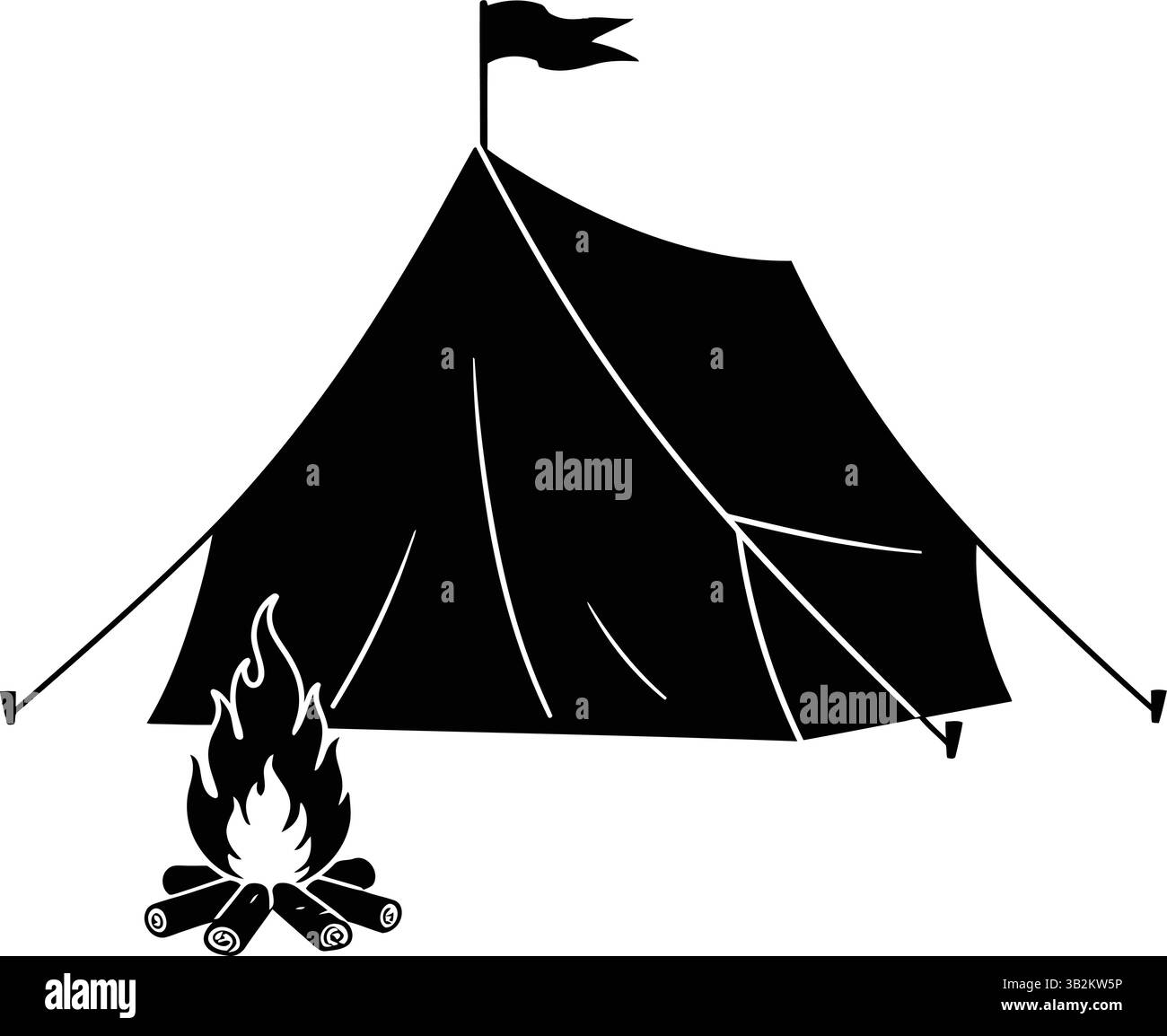 Illustration vectorielle d'icône de silhouette de tente de camp Illustration de Vecteur