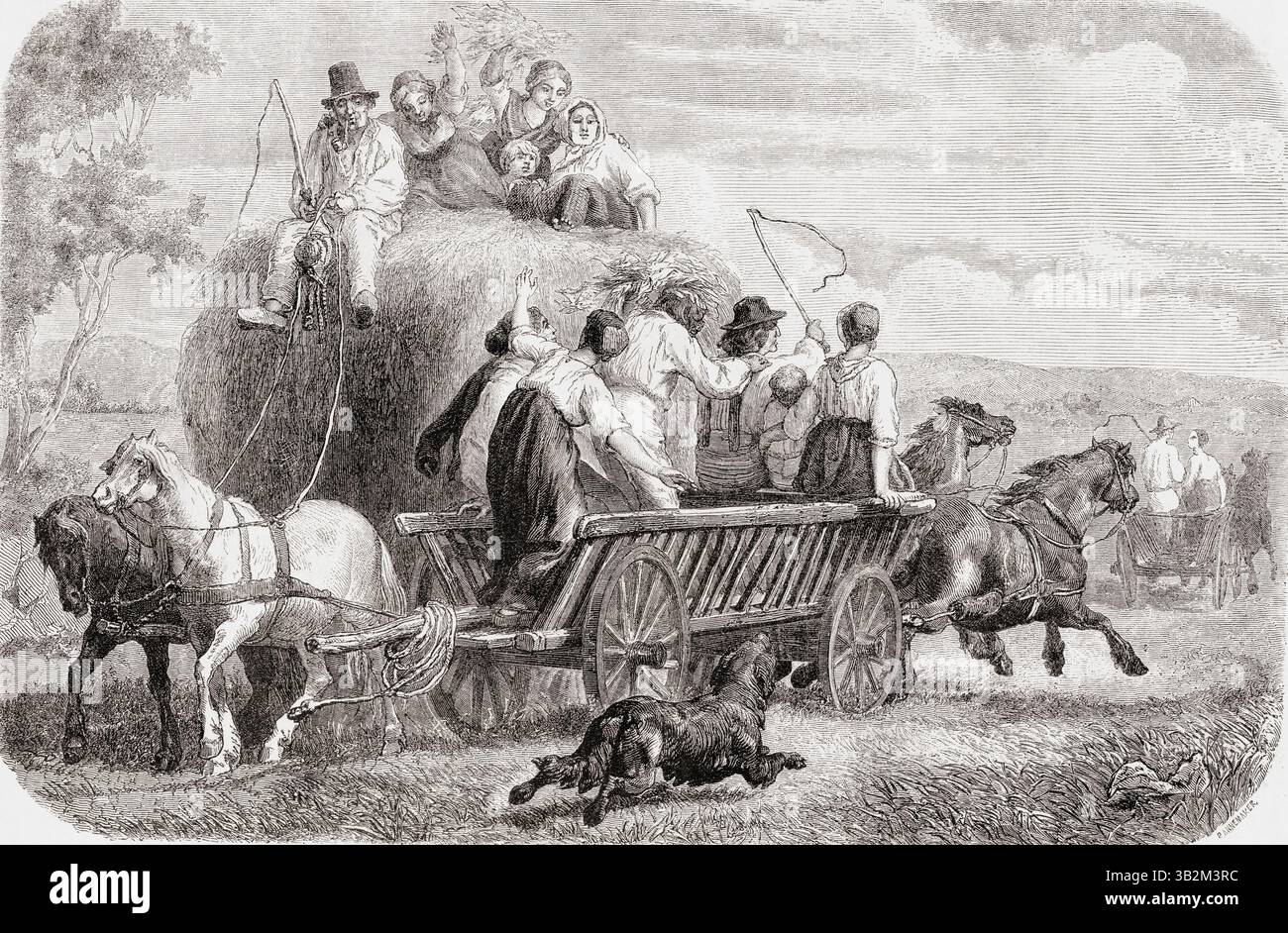 Fenaison, île de Funen, Danemark, XIXe siècle. De voyage en Danemark ou voyage au Danemark de Jean Marie Dargaud, 1860. En vedette dans le Tour du monde, publié en 1862. Banque D'Images