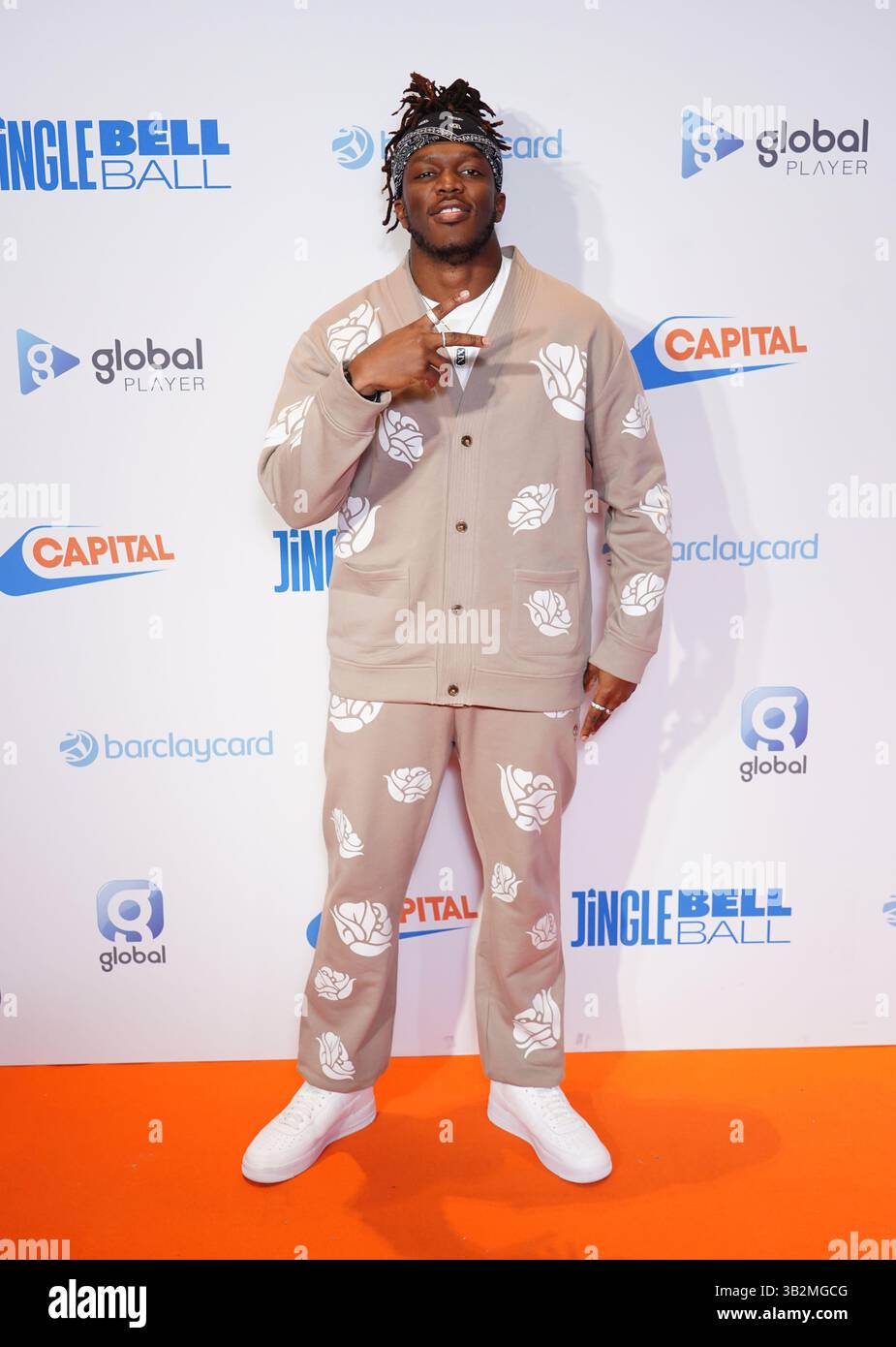 Photo du dossier datée du 08/12/24 de KSI lors de la deuxième journée du Capital's Jingle Bell Ball avec Barclaycard à l'O2 Arena de Londres. Le rappeur et star des réseaux sociaux KSI, la pop star américaine Mariah Carey, le musicien américain Benson Boone, la chanteuse Price Tag Jessie J et la chanteuse Messy Lola Young sont quelques-uns des premiers actes annoncés pour le Summertime Ball de Capital. Capital Breakfast accueille Jordan North, Chris Stark et Sian Welby annonceront d’autres noms mardi à partir de 7h. Date d'émission : lundi 28 avril 2025. Banque D'Images