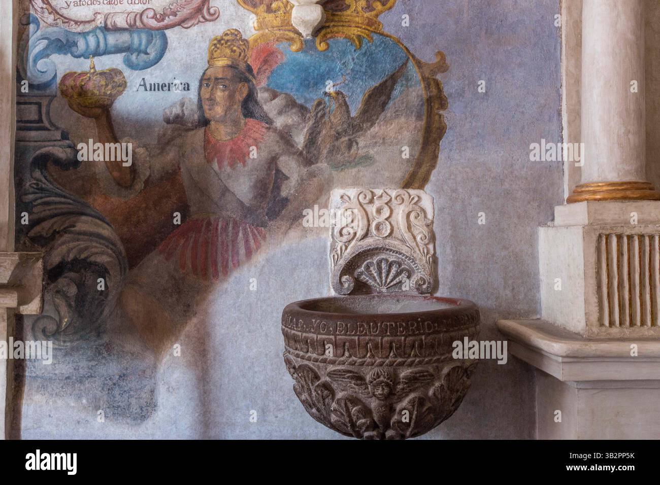 3 janvier 2016 - Atotonilco, Guanajuato, Mexique - intérieur du Sanctuaire d'Atotonilco avec des peintures murales folkloriques mexicaines et baroques peintes sur le plafond et les murs à Atotonilco, Mexique. Les peintures ont été réalisées par Antonio Martinez de Pocasangre et Jose Maria Barajas sur une période de trente ans et est connue sous le nom de Chapelle Sixtine du Mexique. (Crédit image : © Richard Ellis via ZUMA Wire) Banque D'Images