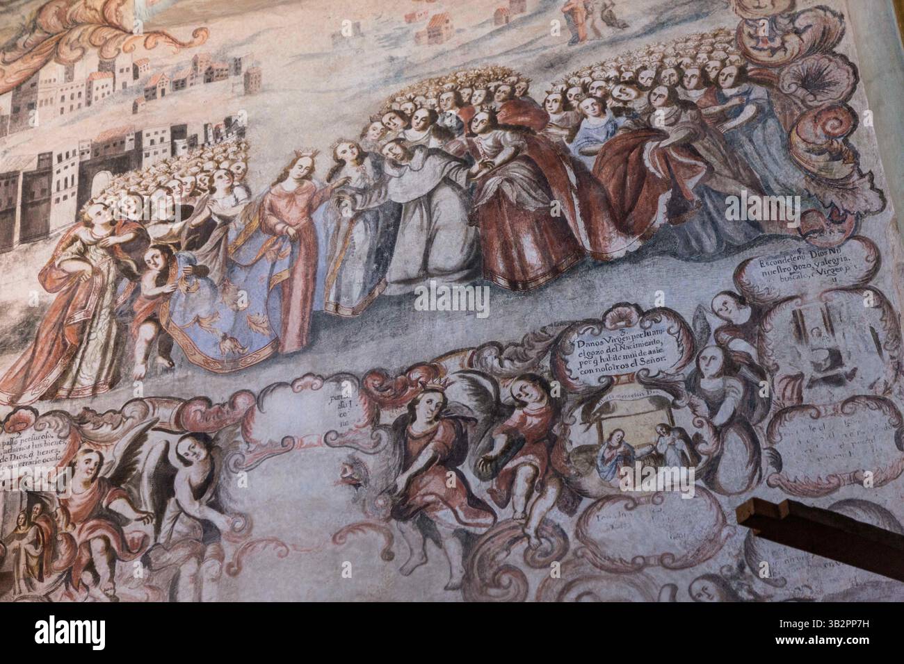 3 janvier 2016 - Atotonilco, Guanajuato, Mexique - peintures murales baroques folkloriques mexicaines peintes sur le plafond et les murs du Sanctuaire d'Atotonilco, un important sanctuaire catholique à Atotonilco, Mexique. Les peintures ont été réalisées par Antonio Martinez de Pocasangre et Jose Maria Barajas sur une période de trente ans et est connue sous le nom de Chapelle Sixtine du Mexique. (Crédit image : © Richard Ellis via ZUMA Wire) Banque D'Images