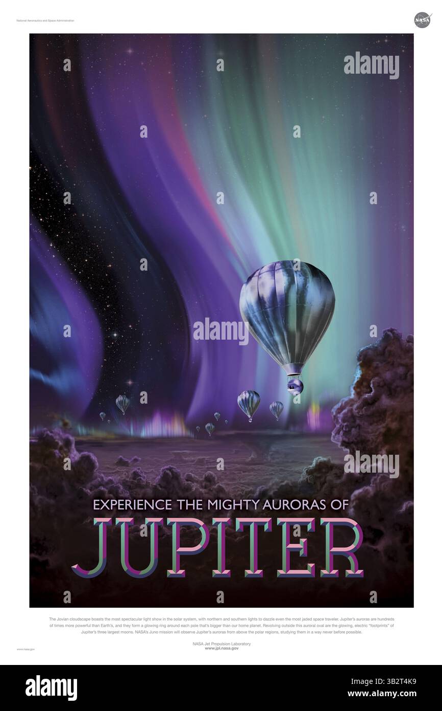 15 février 2016 - Outer Space, Universe, USA - affiche de voyages créée par le Jet propulsion Lab de la NASA exaltent les vertus du voyage touristique dans le monde lointain. (Crédit image : © JPL-Caltech/NASA via ZUMA Press) Banque D'Images