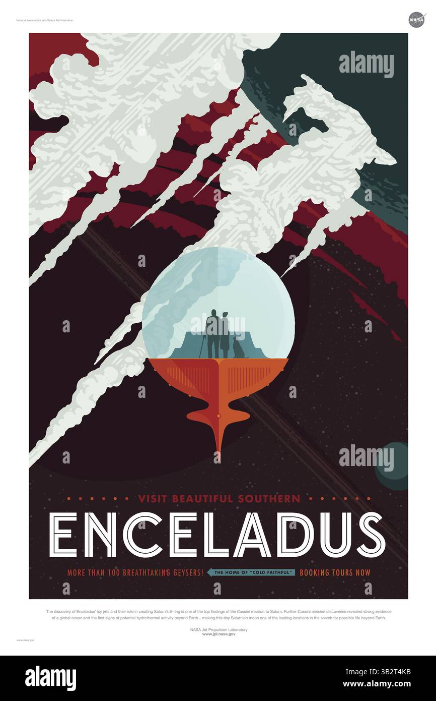 15 février 2016 - Outer Space, Universe, USA - affiche de voyages créée par le Jet propulsion Lab de la NASA exaltent les vertus du voyage touristique dans le monde lointain. (Crédit image : © JPL-Caltech/NASA via ZUMA Press) Banque D'Images