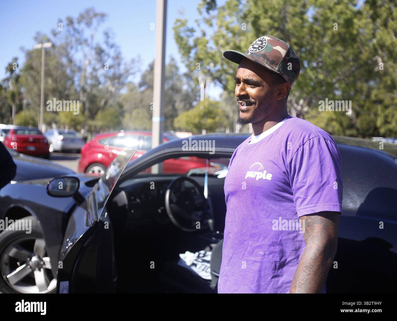 16 novembre 2015 - San Diego, CA, USA - Randy Harvey parle aux journalistes de l'application Purple le 16 novembre 2015, à San Diego. (Crédit image : © Alejandro Tamayo/TNS via ZUMA Wire) Banque D'Images
