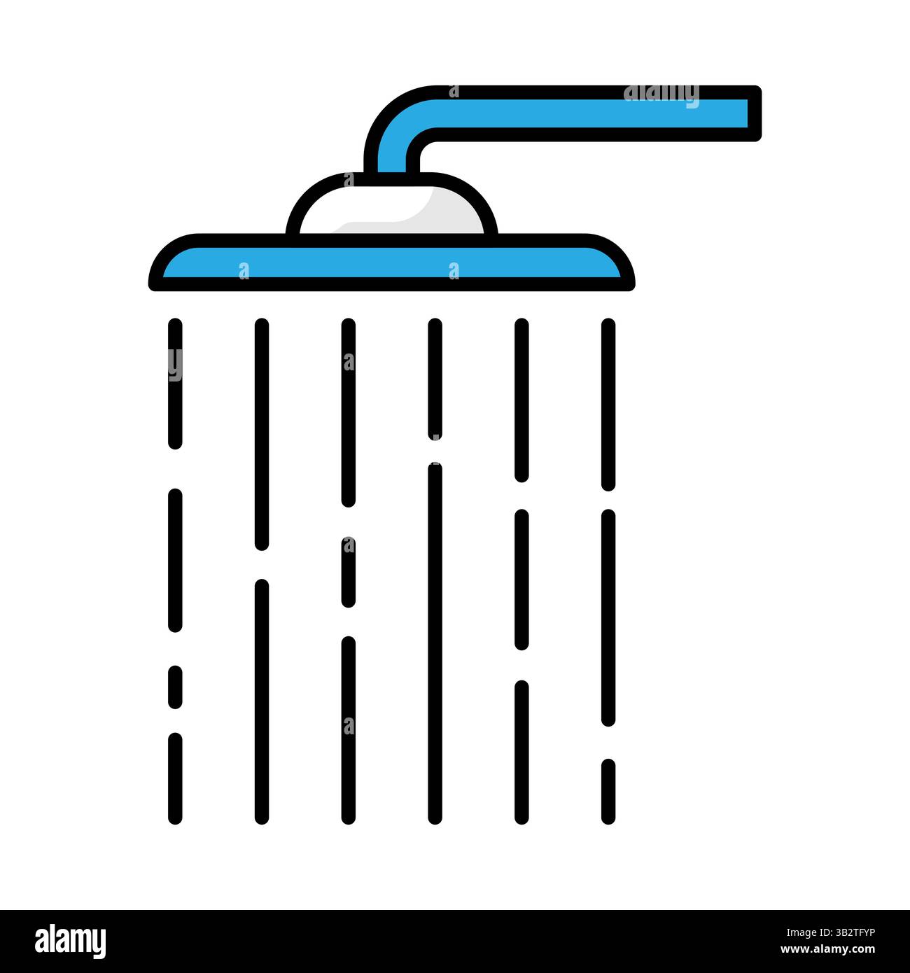 Icône douche eau courante. Illustration de ligne mince turquoise ou liquide. Illustration de Vecteur