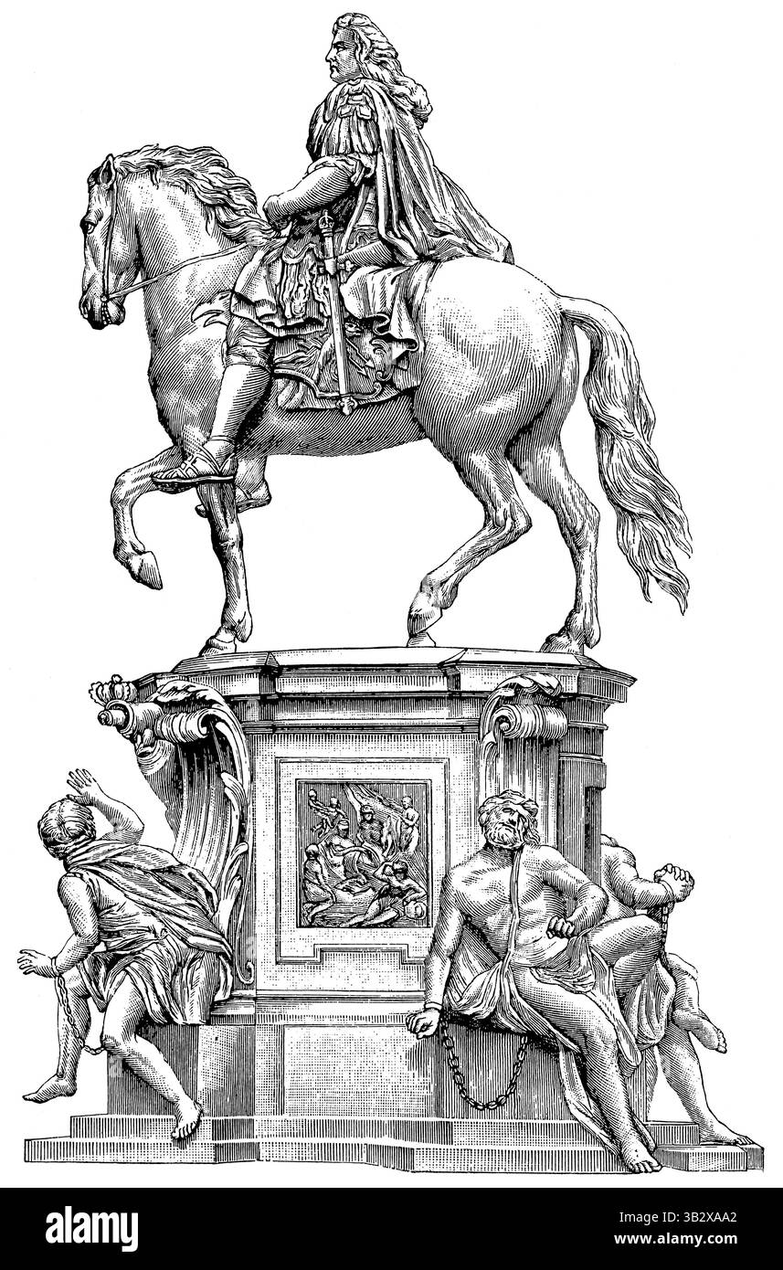 Statue équestre en bronze de l'électeur Friedrich Wilhelm par A. Schlueter (1703). Publication de l'encyclopédie Meyers, vol. 7, Leipzig, Allemagne, 1910 Banque D'Images