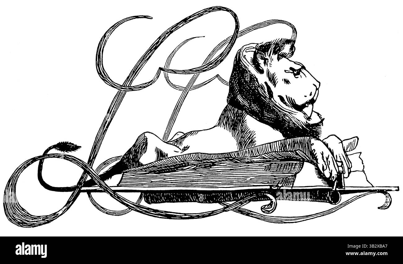 Design de bibliothèque noir et blanc par Max Klinger, Leipzig, illustration de livre artistique vintage. Banque D'Images