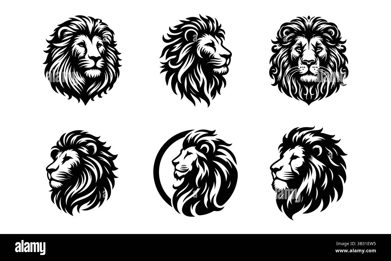 Logo vectoriel tête de lion | illustration de lion tribal pour T-shirts et tatouages Illustration de Vecteur