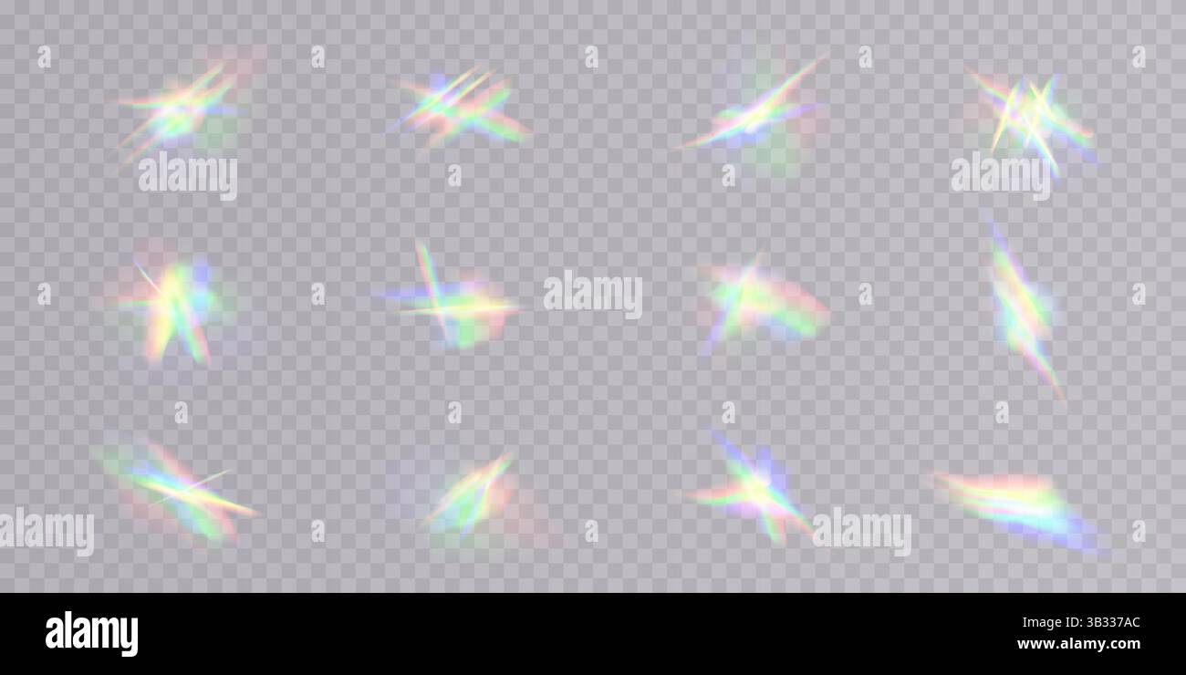Une collection présentant de superbes reflets lumineux irisés et de magnifiques effets de reflets dans différents styles et designs Illustration de Vecteur