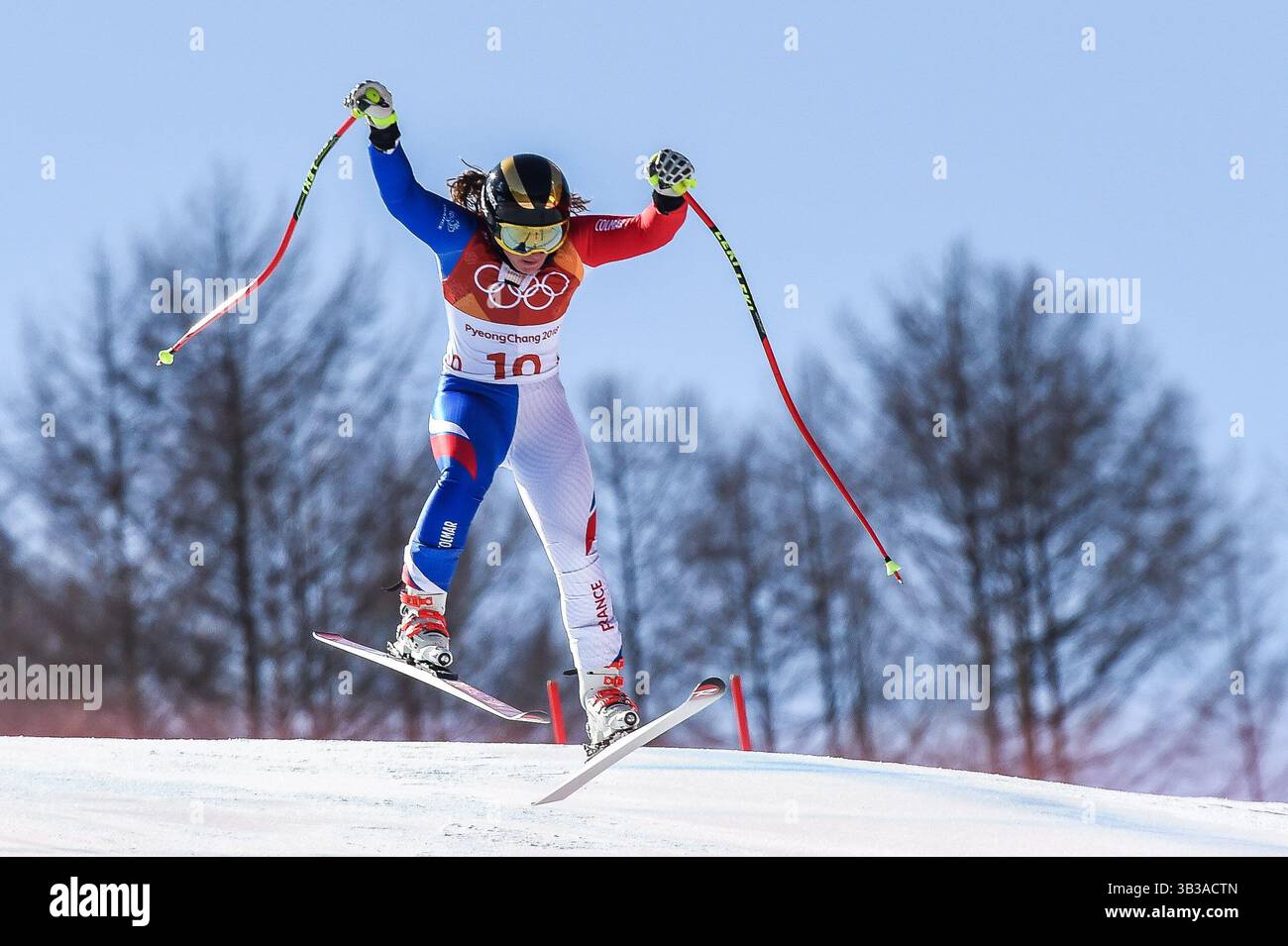 17 février 2018 : Tiffany Gauthier de Â France en compétition dans le Super-G féminin au Jeongseon Alpine Centre, Pyeongchang, Corée du Sud. Ulrik Pedersen/CSM(image de crédit : &copy ; Ulrik Pedersen/CSM via ZUMA Wire) Banque D'Images
