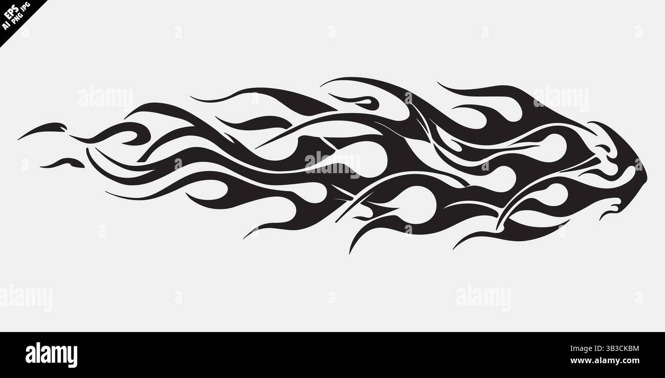 ensemble vectoriel de tatouage de flamme tribal avec des lignes audacieuses et un design minimal Illustration de Vecteur