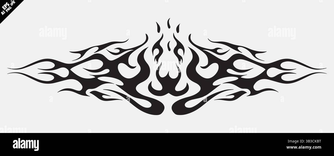 ensemble vectoriel de tatouage de flamme tribal avec des lignes audacieuses et un design minimal Illustration de Vecteur