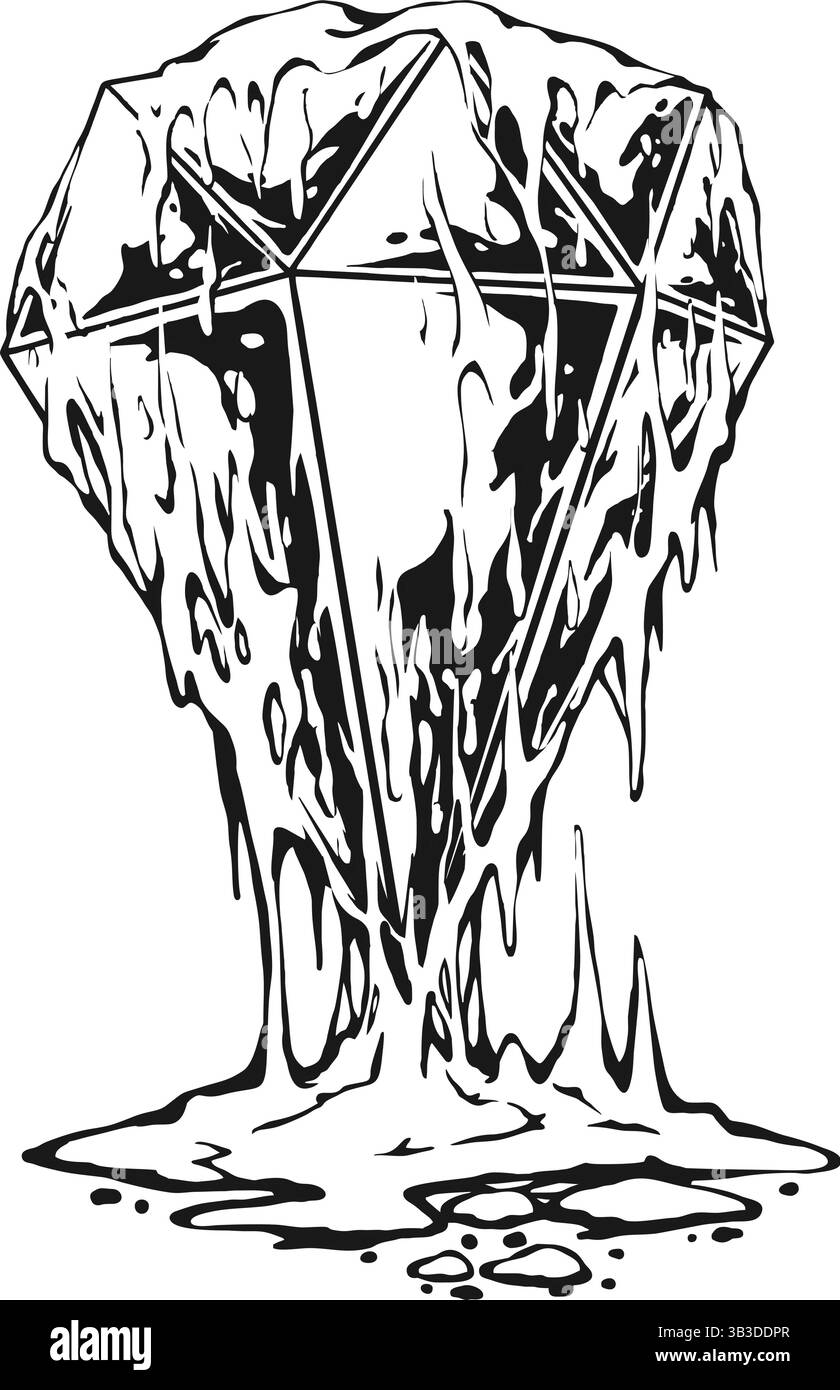 Diamant noir et blanc avec Silhouette liquide Design illustrations vectorielles pour votre logo de travail, t-shirt de marchandise, autocollants et conceptions d'étiquettes, affiche Illustration de Vecteur