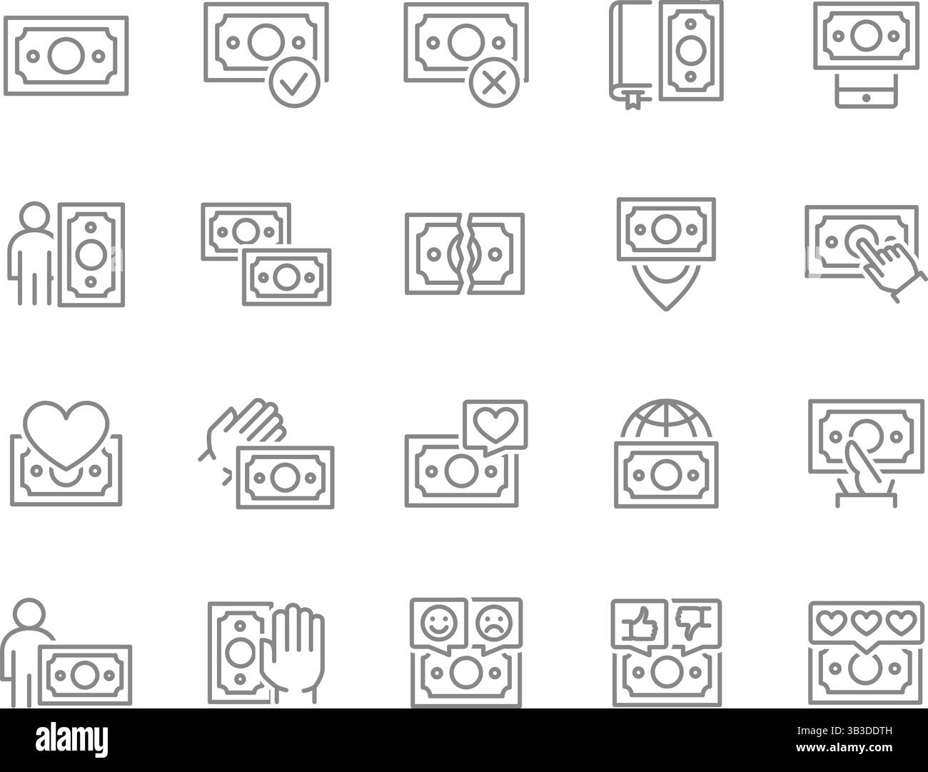 Icône de ligne de réglage d'argent. Symbole monétaire de papier-caisse. Illustration vectorielle. Illustration de Vecteur