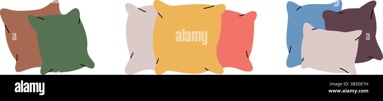Ensemble d'oreillers douillets. Oreillers orthopédiques. Illustration vectorielle. Illustration de Vecteur