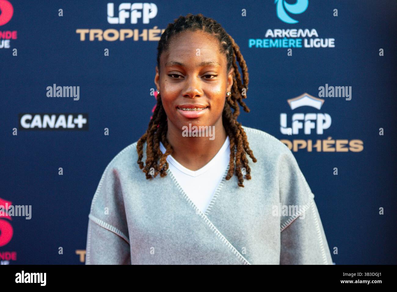 Tara Elimbi Gilbert du Paris Saint Germain lors des TROPHÉES LFFP 2025, trophées de la Ligue féminine de Football professionnel le 28 avril 2025 au Pavillon Dauphine à Paris Banque D'Images