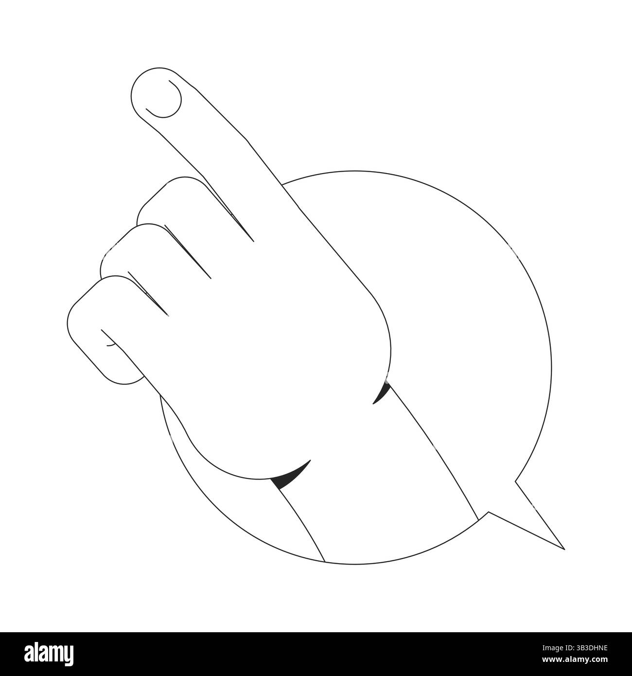 Main pointant vers le haut à l'intérieur de l'illustration du contour de la bulle de dialogue circulaire Illustration de Vecteur
