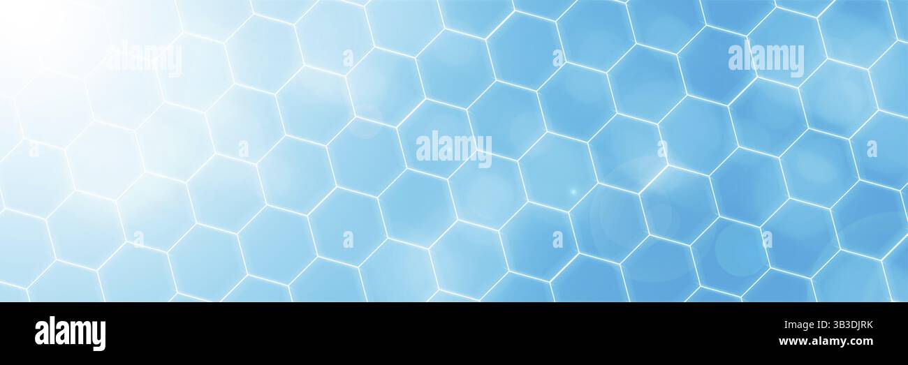 Effet photo bokeh accompagné de combinaisons exotériques de nids d'abeilles et de rayons du soleil sur fond bleu et bleu avec des flashs de couleur blanche Banque D'Images