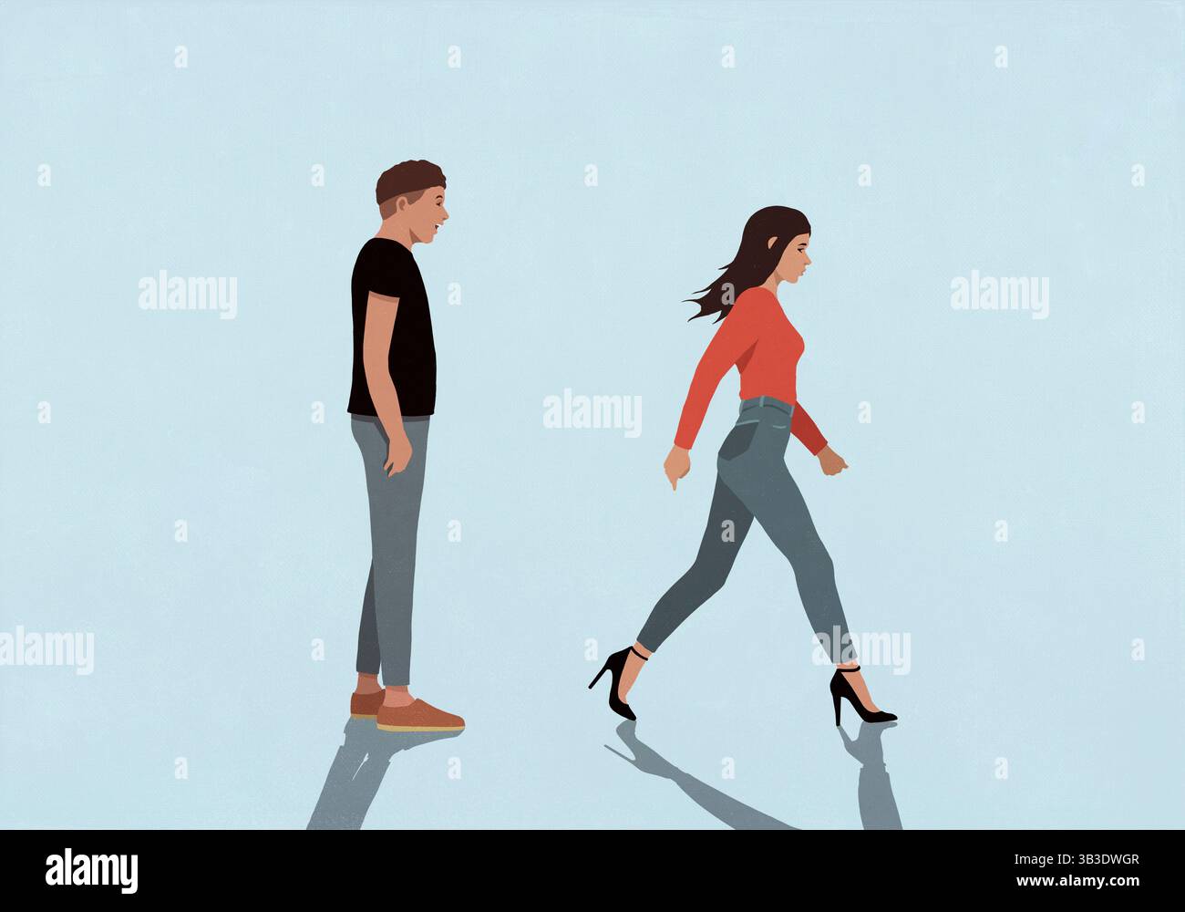 Jeune homme regardant la belle femme en talons hauts s'éloigner Banque D'Images