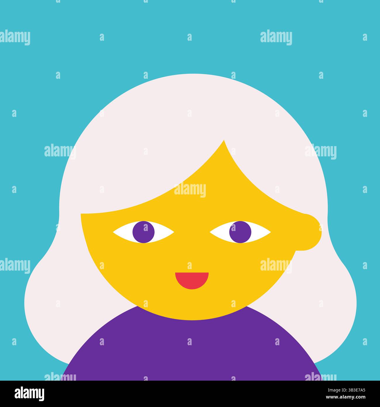 Illustration plate vectorielle avec profil de femme ou de fille avec des cheveux ondulés blonds, tête ronde et belles lèvres rouges. Couleurs vives dans un concept minimaliste Illustration de Vecteur