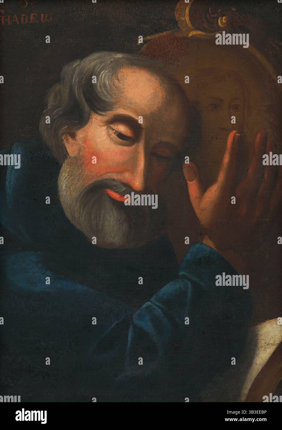 Jude Thaddeus, 1795-1805. Le saint embrasse une image du Christ. Probablement par Jan Fignowski. Banque D'Images Jude Thaddeus, 1795-1805. Le saint embrasse une image du Christ. Probablement par Jan Fignowski. Banque D'Images