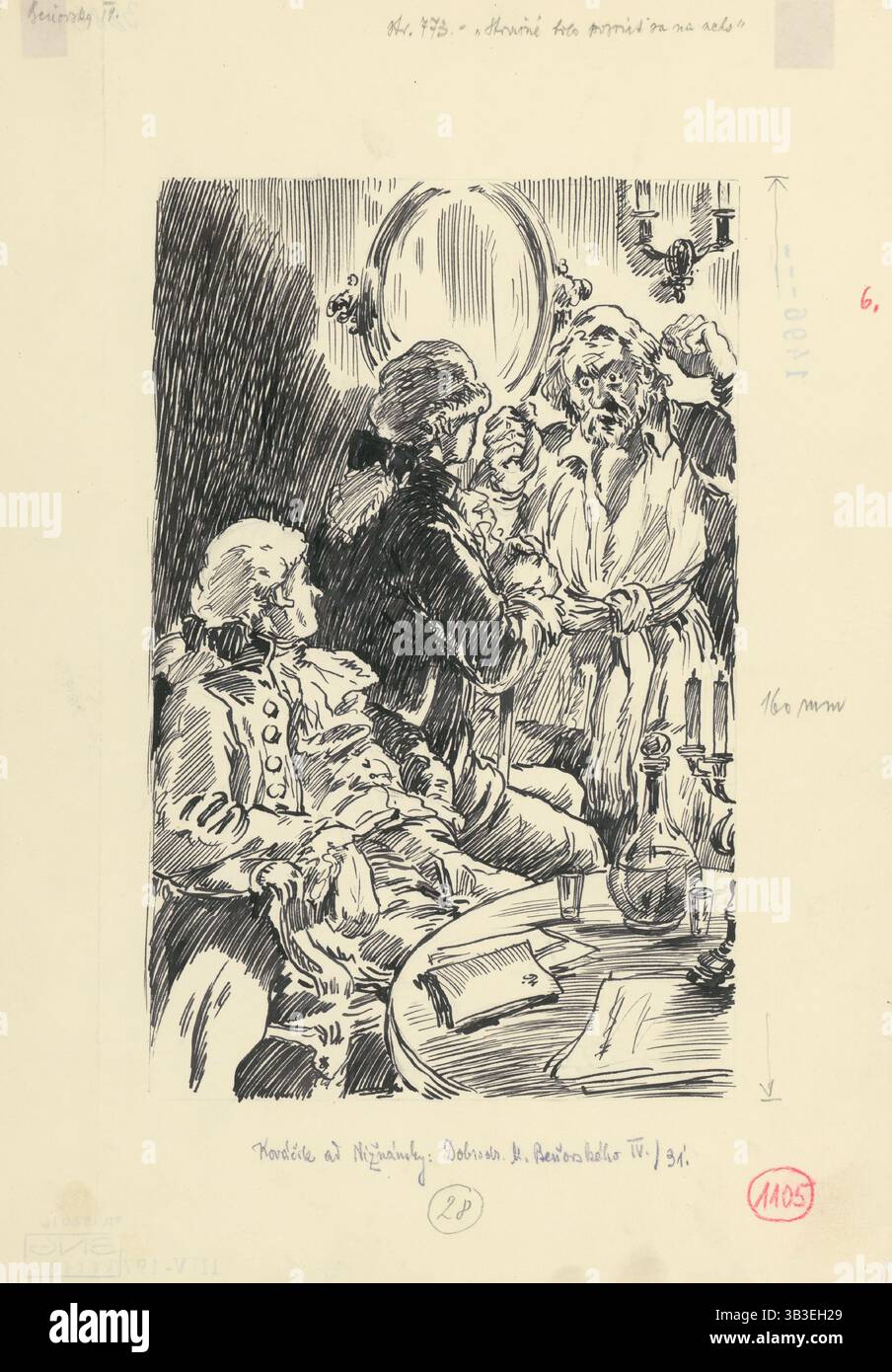 6.- C'était terrible de le regarder, 1953. Informations complémentaires : illustration pour le roman de J.Niznansky les aventures de Moric Benovsky, publié par L.Mazac, Prague 1953 - 32 illus. Banque D'Images