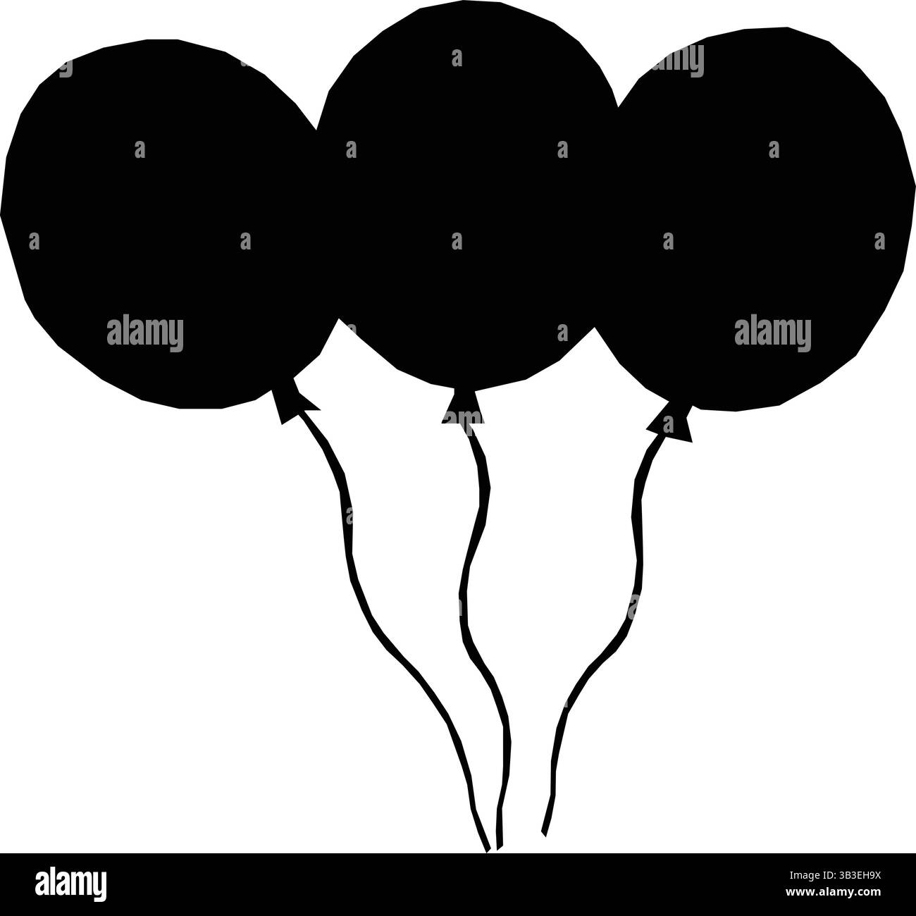 Silhouette noire de trois ballons Illustration de Vecteur