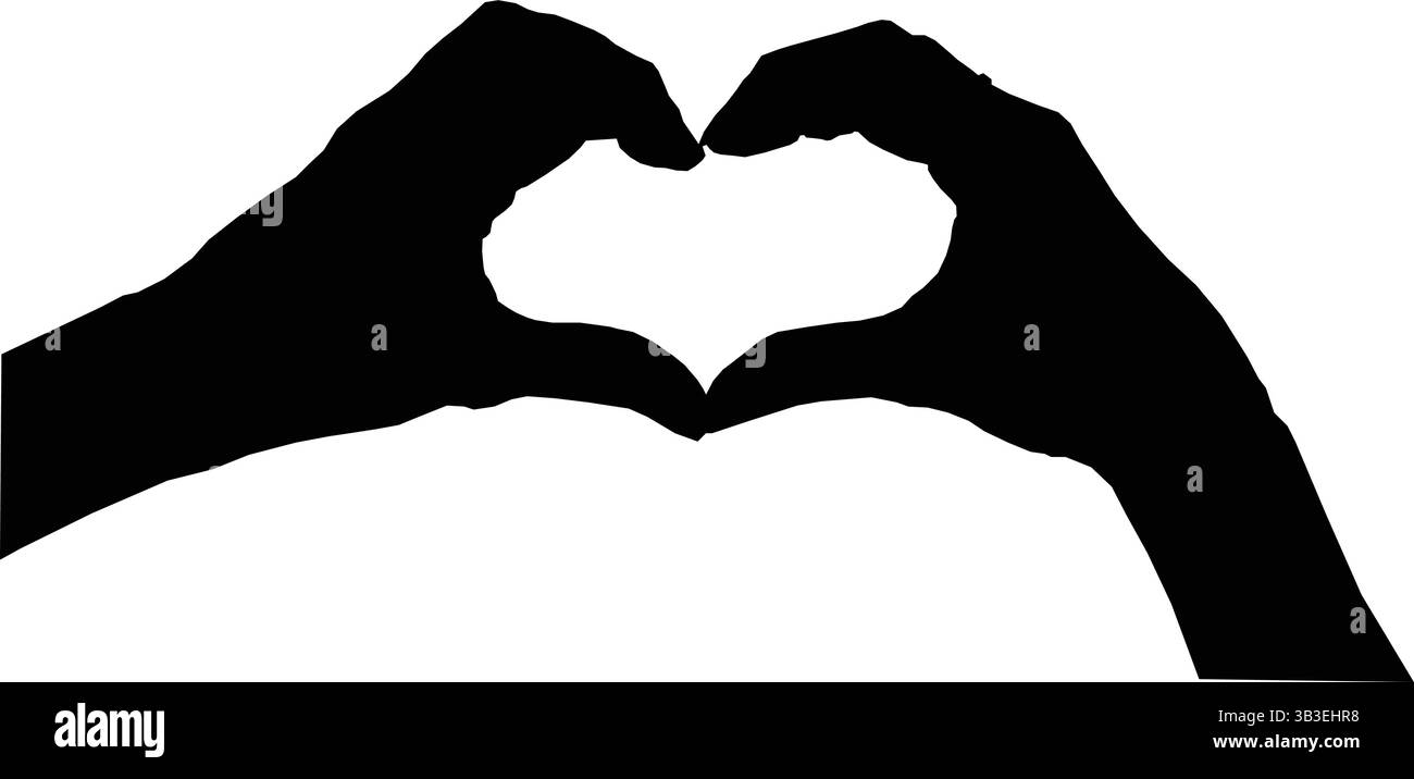 Silhouette de mains formant une forme de coeur Illustration de Vecteur