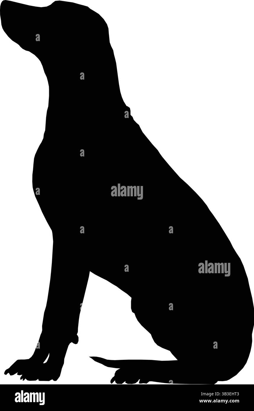 Silhouette noire d'un chien assis dans le profil Illustration de Vecteur