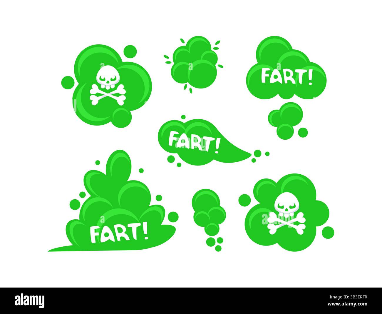 Nuages verts de fart avec crâne et os croisés, représentant des fumées odorantes et toxiques Illustration de Vecteur Nuages verts de fart avec crâne et os croisés, représentant des fumées odorantes et toxiques Illustration de Vecteur