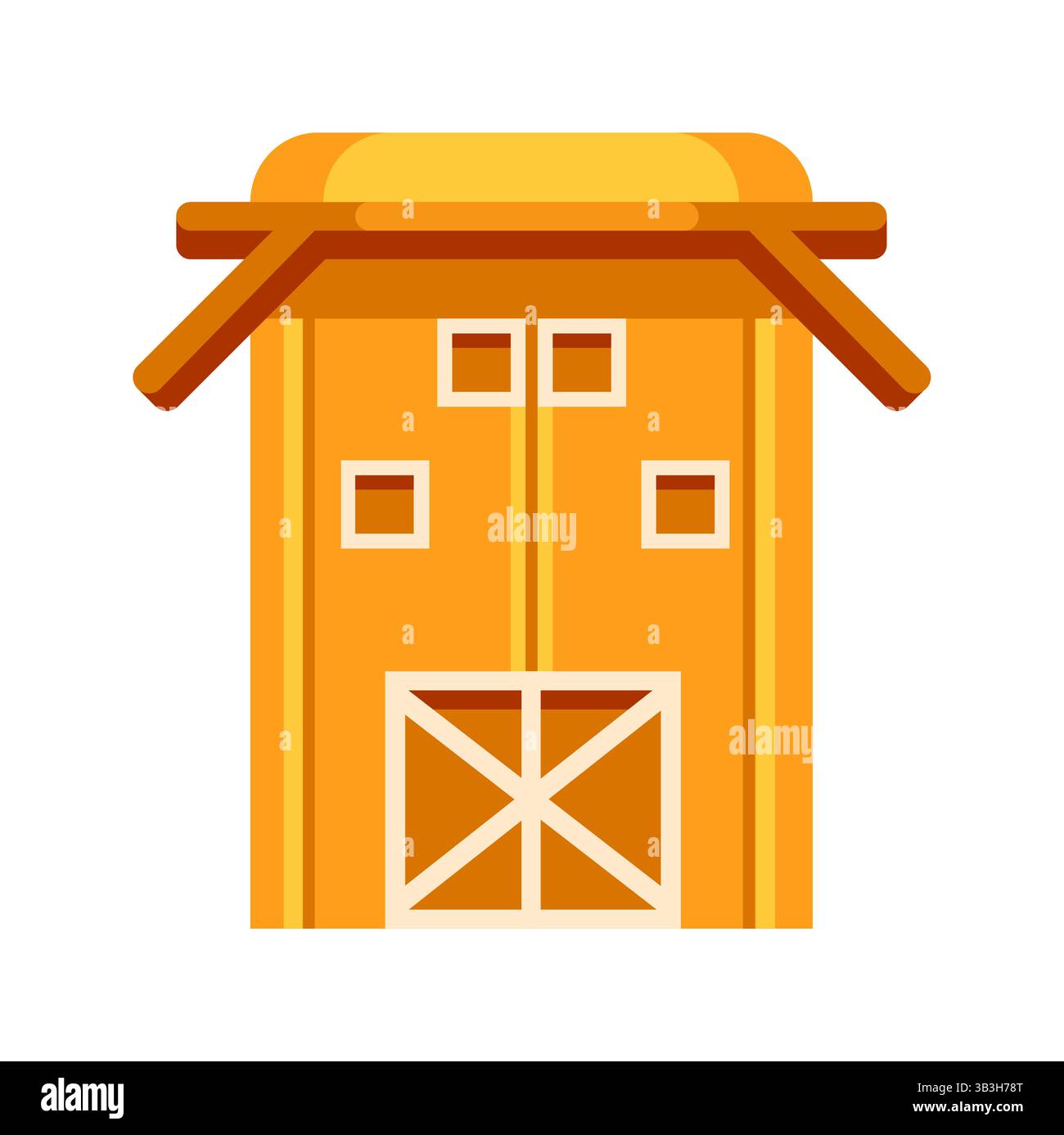 Grange en bois avec toit de foin et portes fermées représentant l'agriculture et l'agriculture Illustration de Vecteur