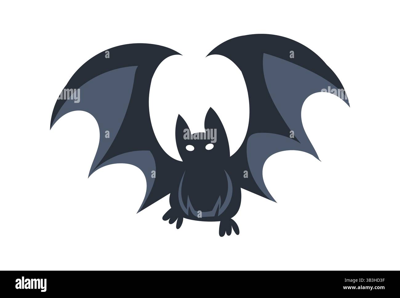 Chauve-souris de dessin animé montrant ses ailes sur fond blanc Illustration de Vecteur