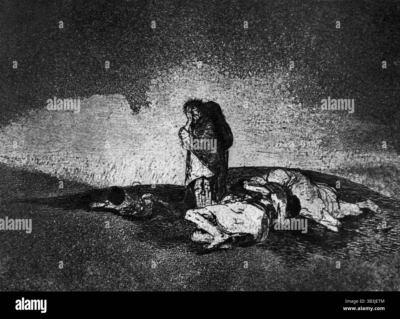 Les désastres de la guerre, dessin de l'artiste espagnol Francisco Goya, années 1800 Banque D'Images