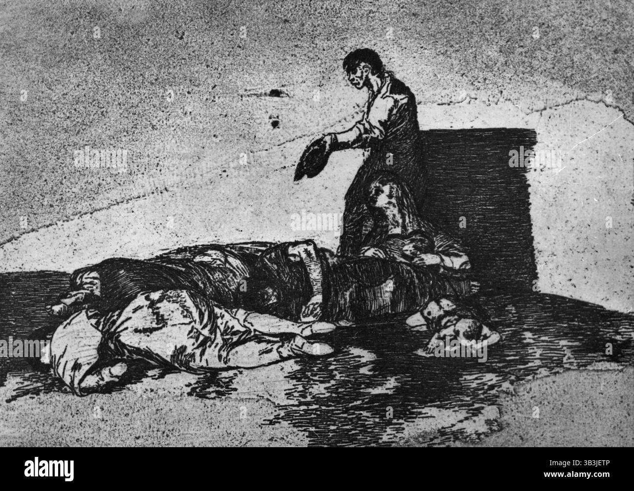 Les désastres de la guerre, dessin de l'artiste espagnol Francisco Goya, années 1800 Banque D'Images