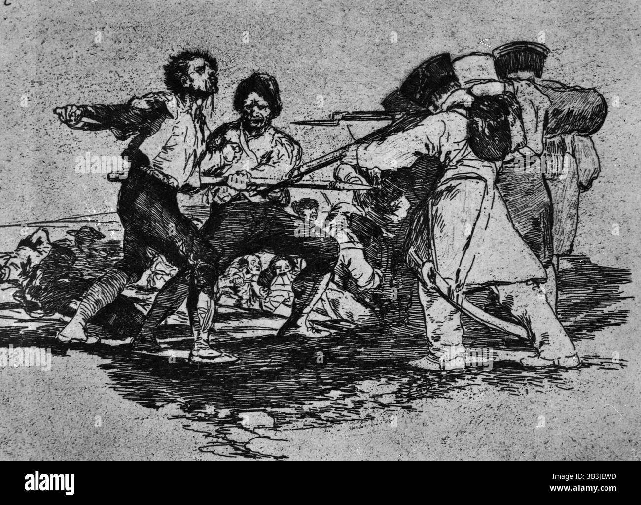 Les désastres de la guerre, dessin de l'artiste espagnol Francisco Goya, années 1800 Banque D'Images