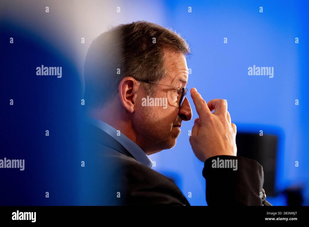 Montréal, Canada. 29 avril 2025. Le chef du bloc québécois Yves-François Blanchet s’adresse aux médias lors d’une conférence de presse à Montréal le mardi 29 avril 2025. Crédit : la presse canadienne/Alamy Live News Banque D'Images