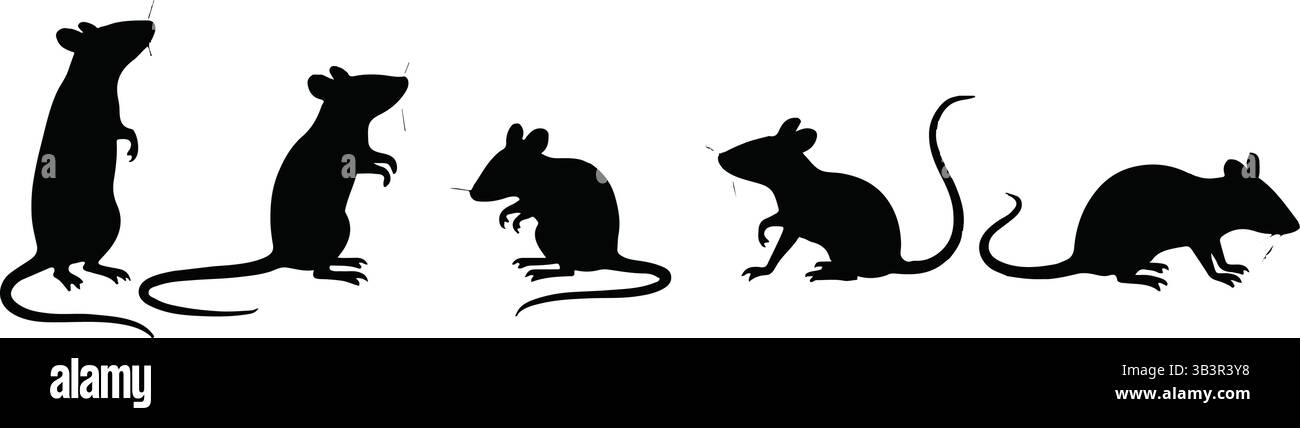 Souris & Rat silhouettes Mega Pack - Vector rongeur Shadow Designs pour logos & Decor Illustration de Vecteur